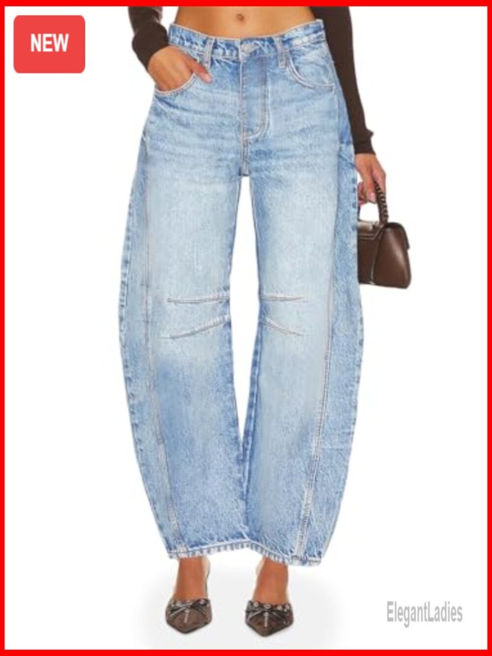 Vintage Boyfriend Jeans Wide Leg Barrel Denim Ankle Pants Mid Rise - Picture 2 of 7